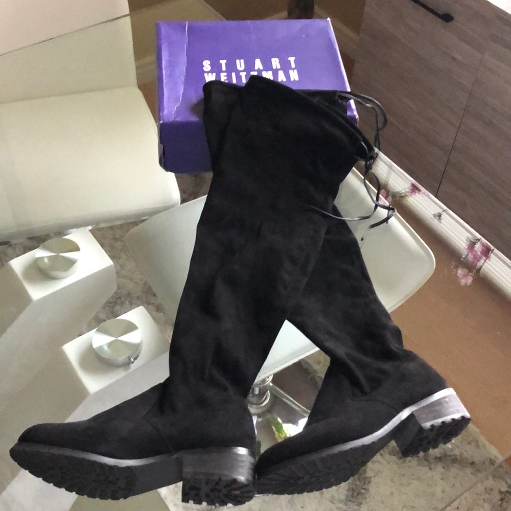 Over the knee black suede boots